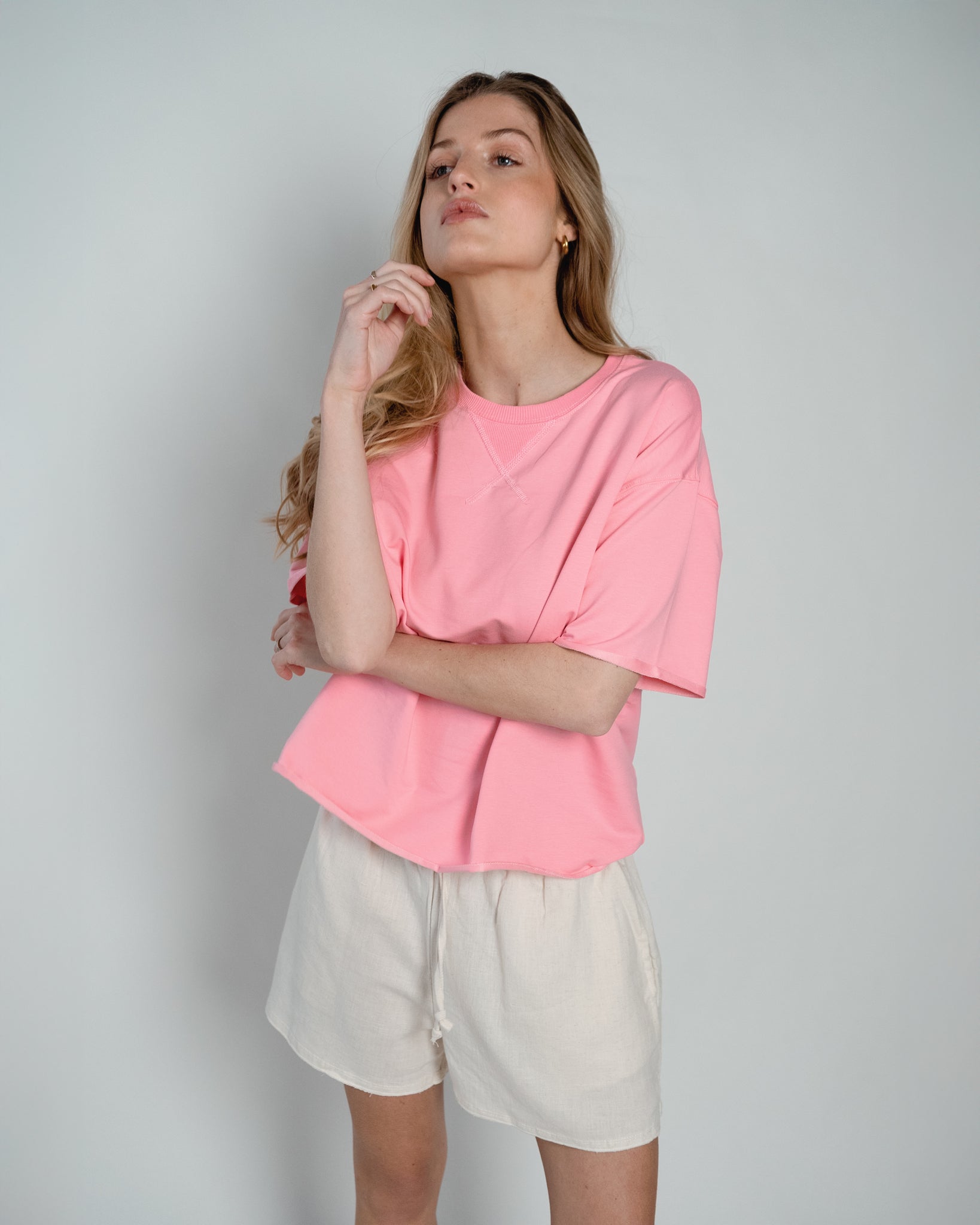 Lou Sweatshirt Short Sleeve Pink-zoom-4