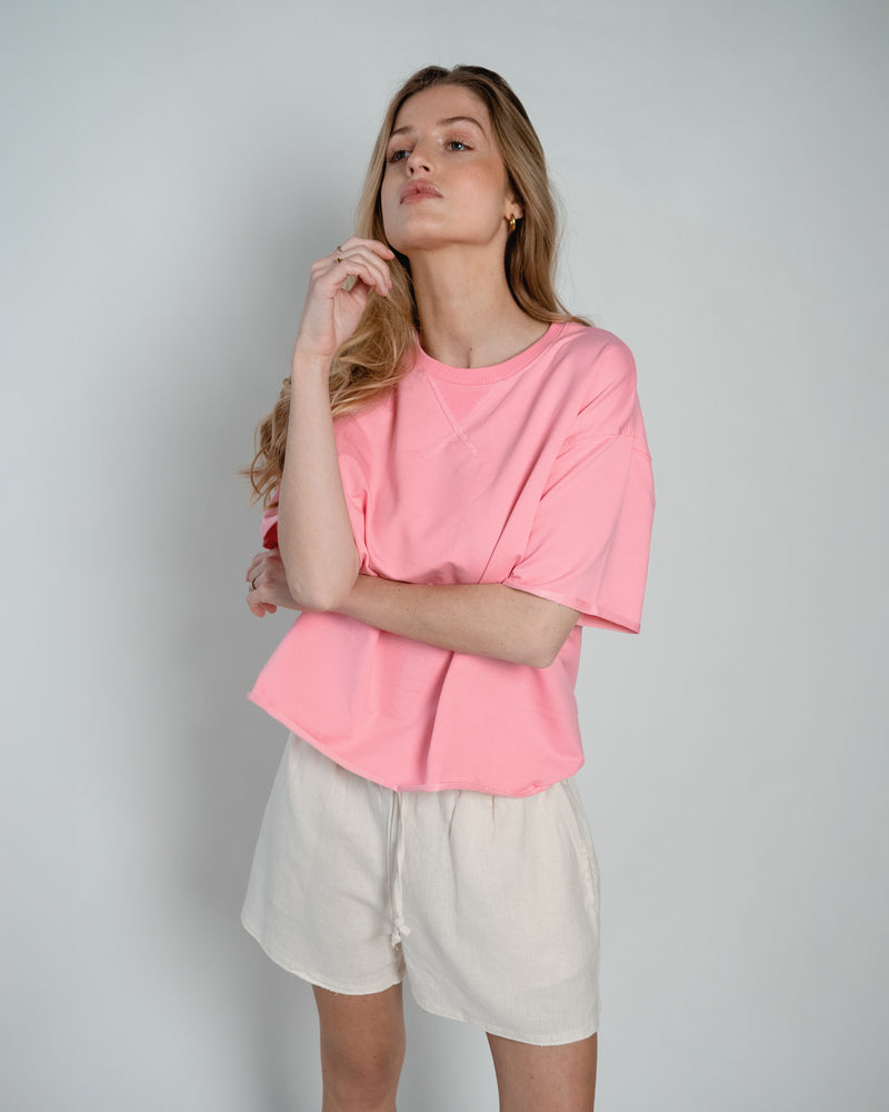 Lou Sweatshirt Short Sleeve Pink-zoom-