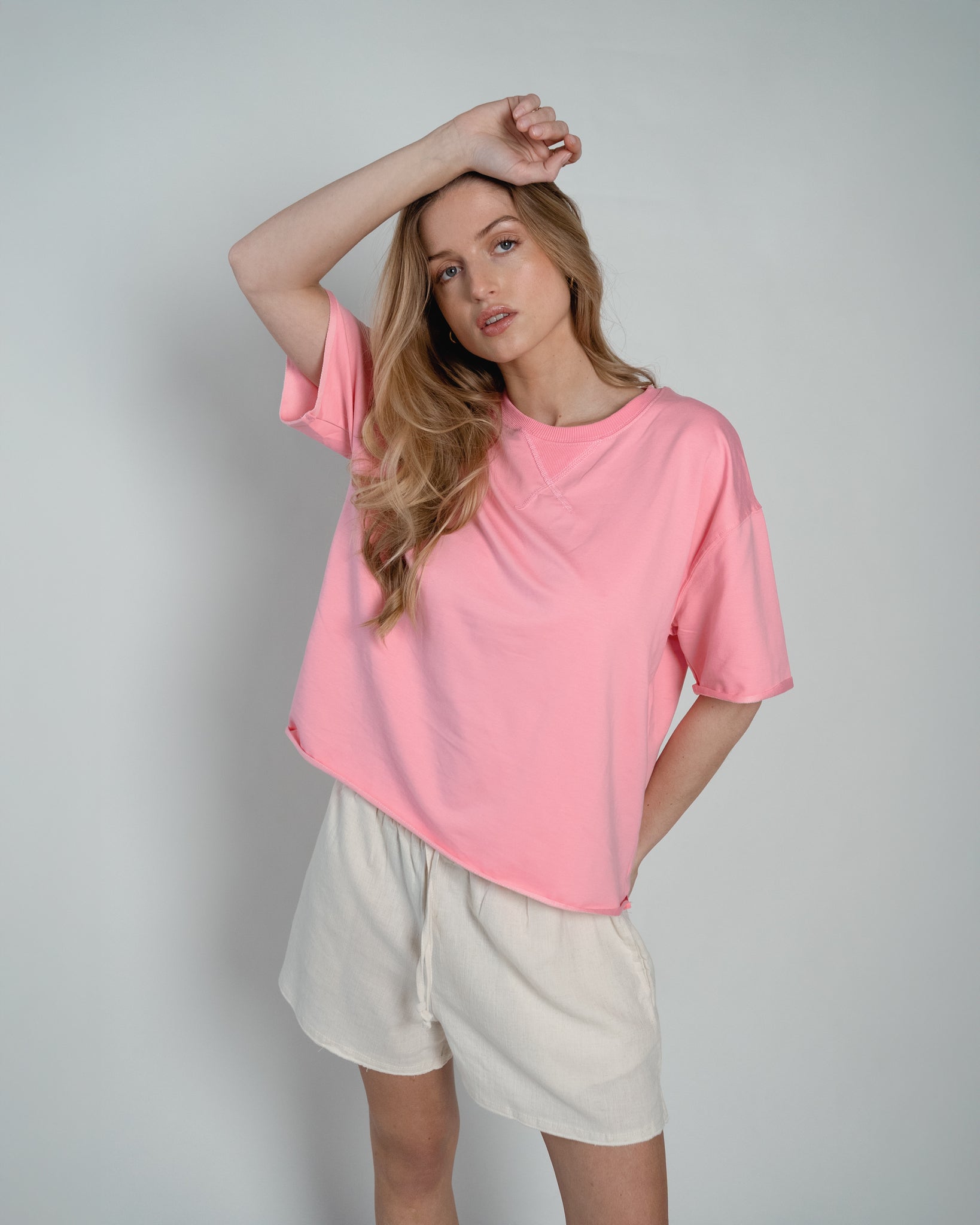 Lou Sweatshirt Short Sleeve Pink-zoom-1