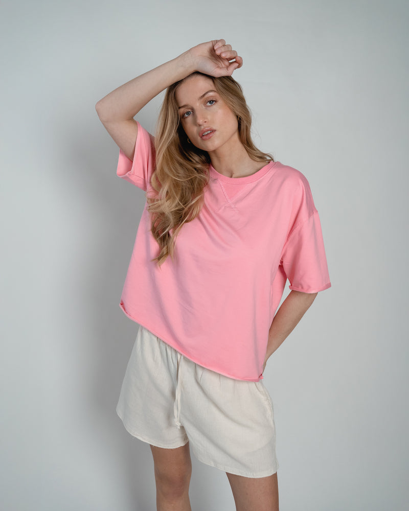 Lou Sweatshirt Short Sleeve Pink-zoom-