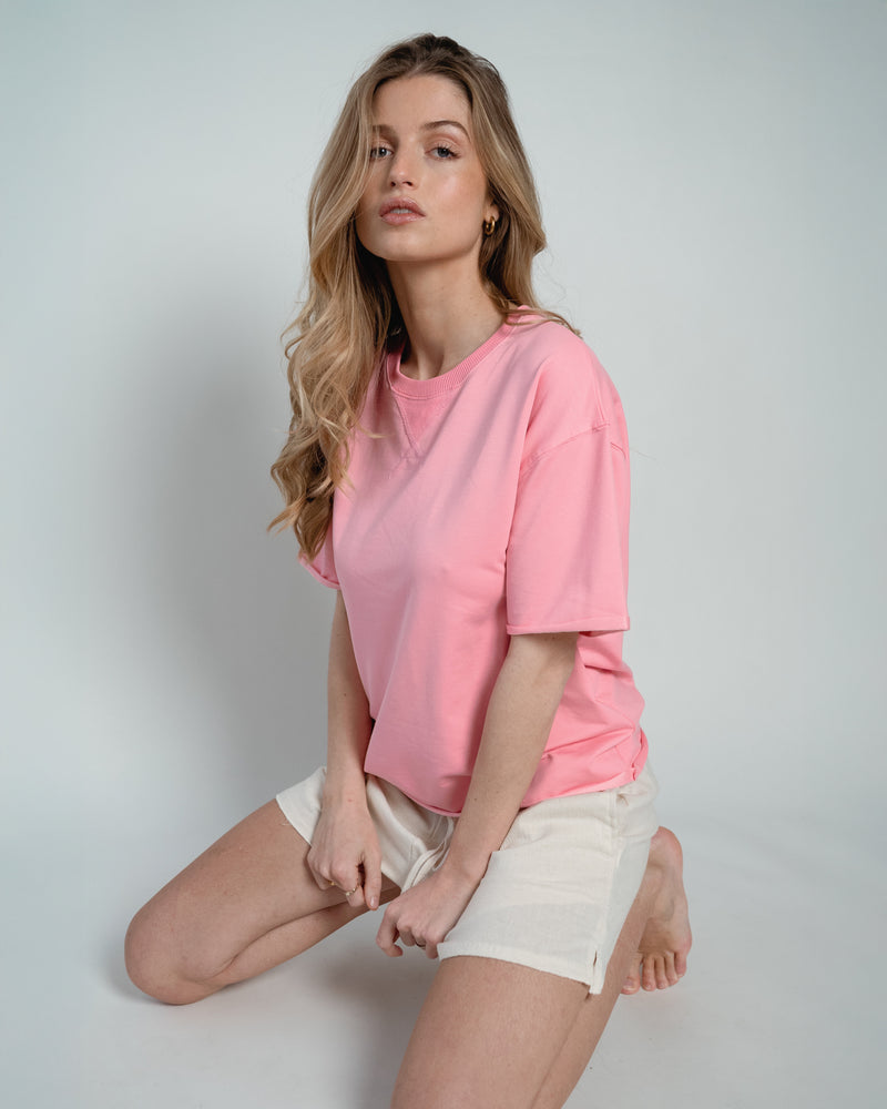 Lou Sweatshirt Short Sleeve Pink-zoom-