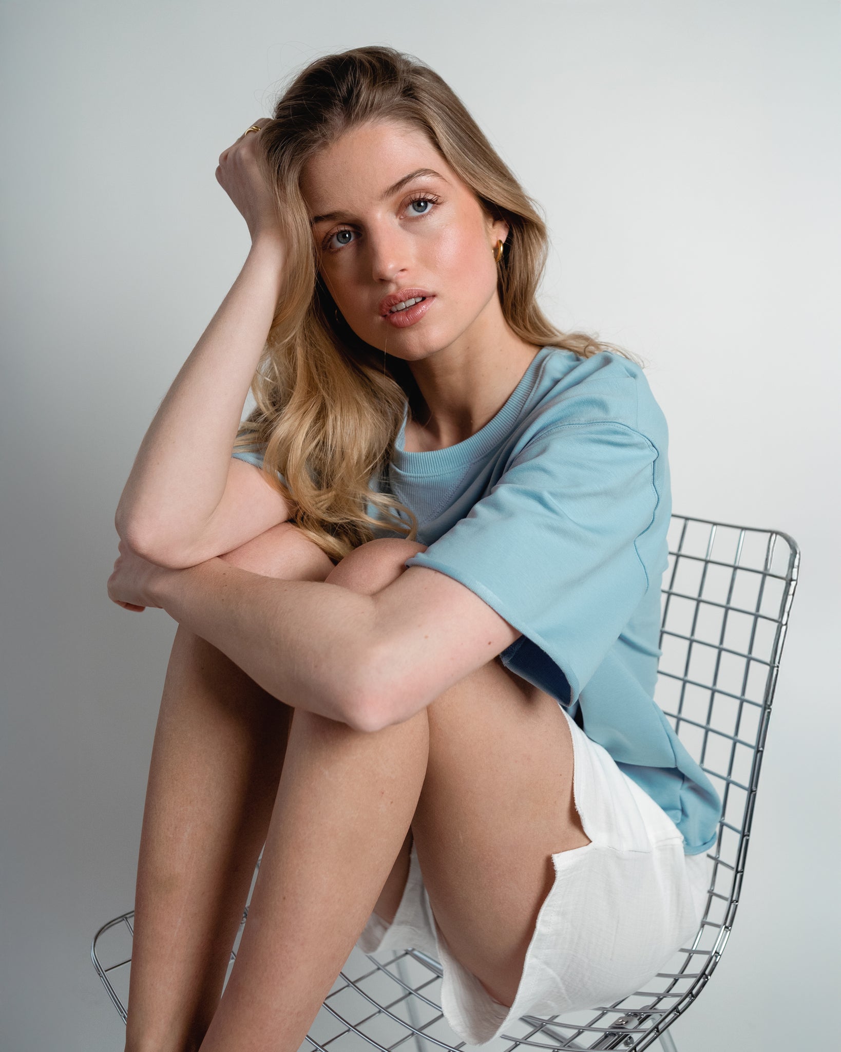 Lou Sweatshirt Short Sleeve Pastel Blue-3