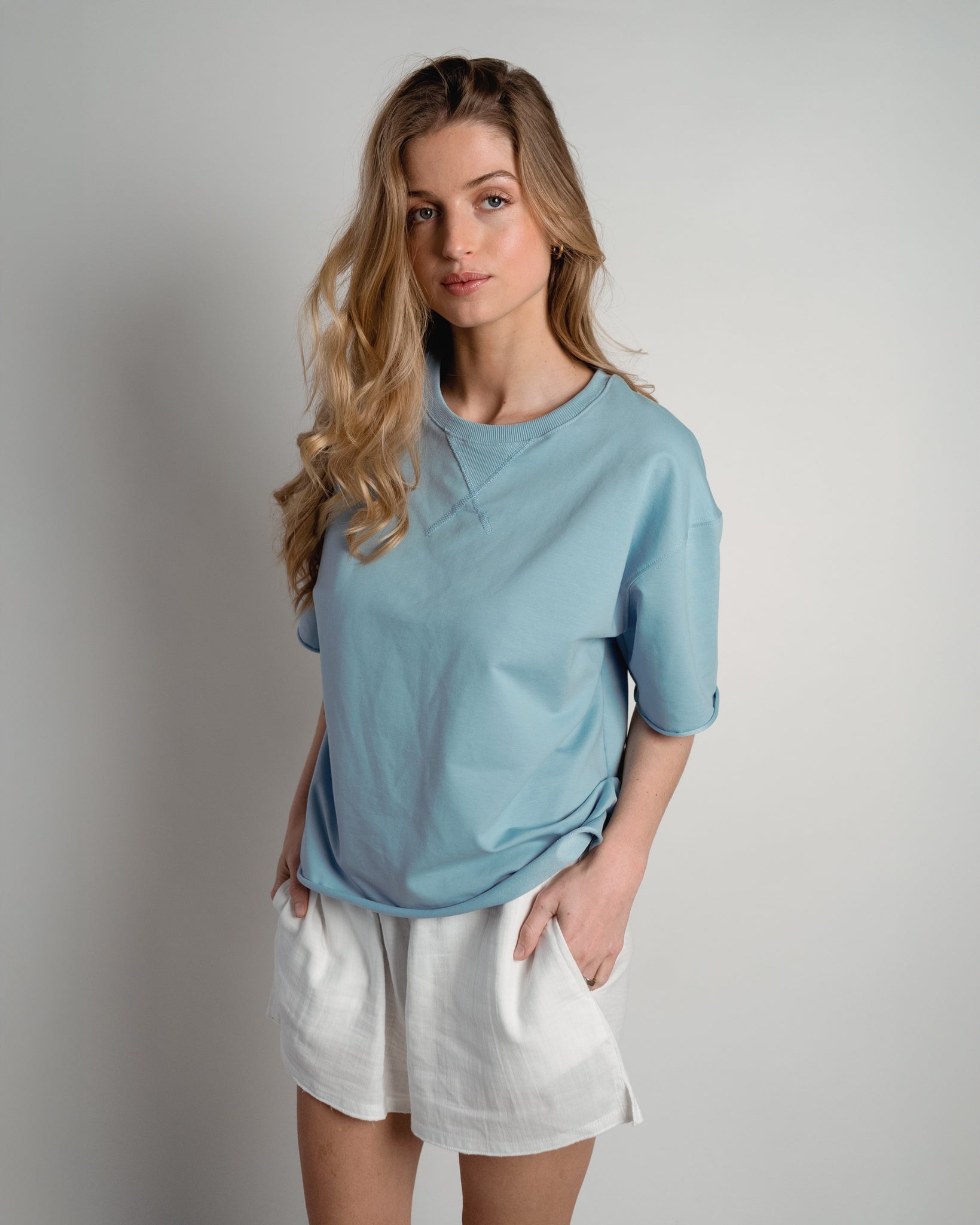 Lou Sweatshirt Short Sleeve Pastel Blue-1