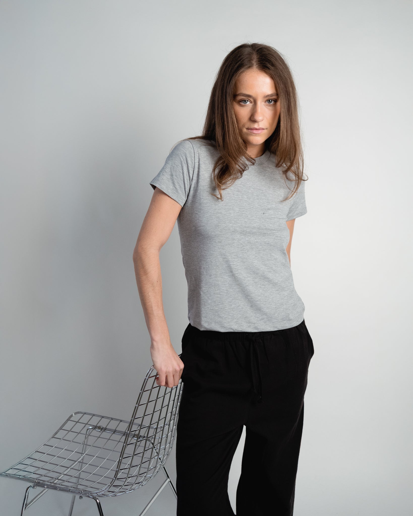 Hanna T-Shirt Round Neck Grey-zoom-4