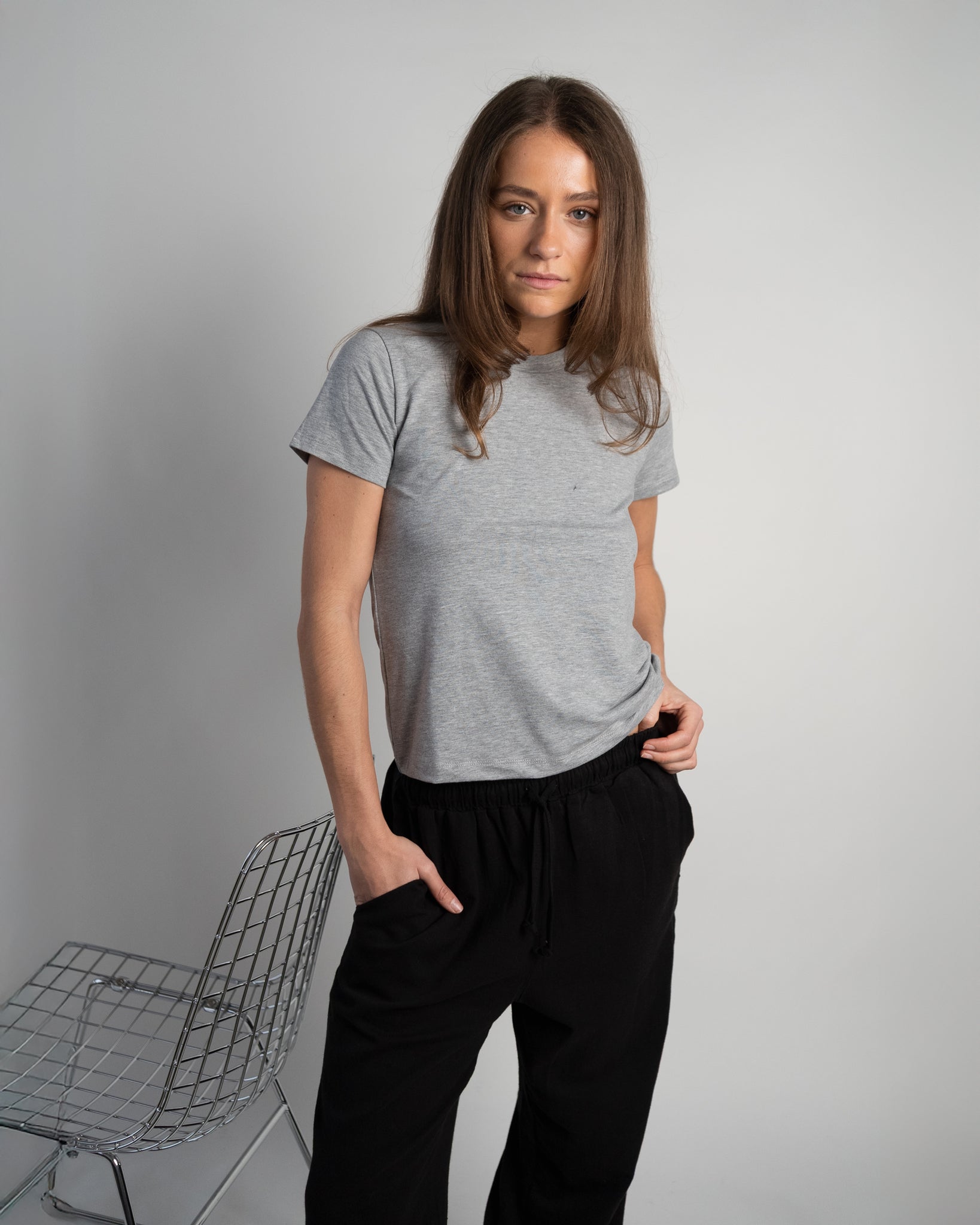 Hanna T-Shirt Round Neck Grey-1
