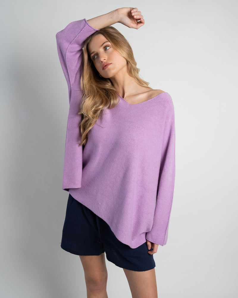 Laura Pullover V-Neck Oversized Lilac-zoom-