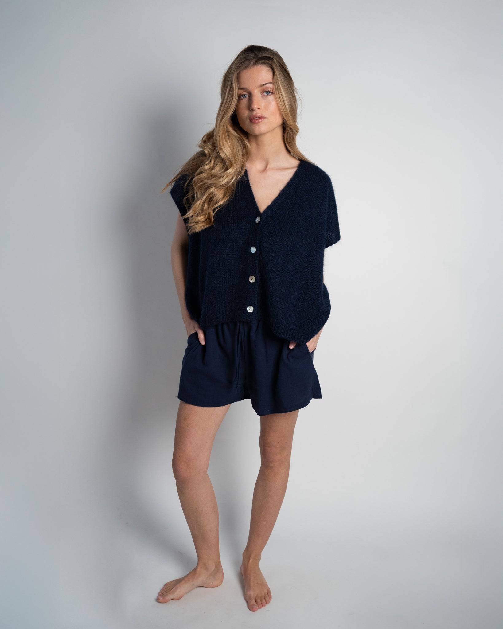 Ella Linen Shorts Navy