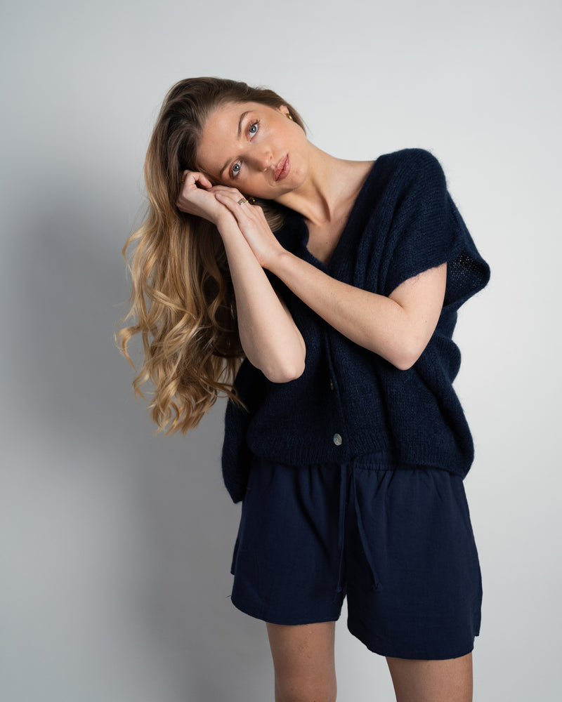 Elli Sleeveless V-Neck Navy-zoom-