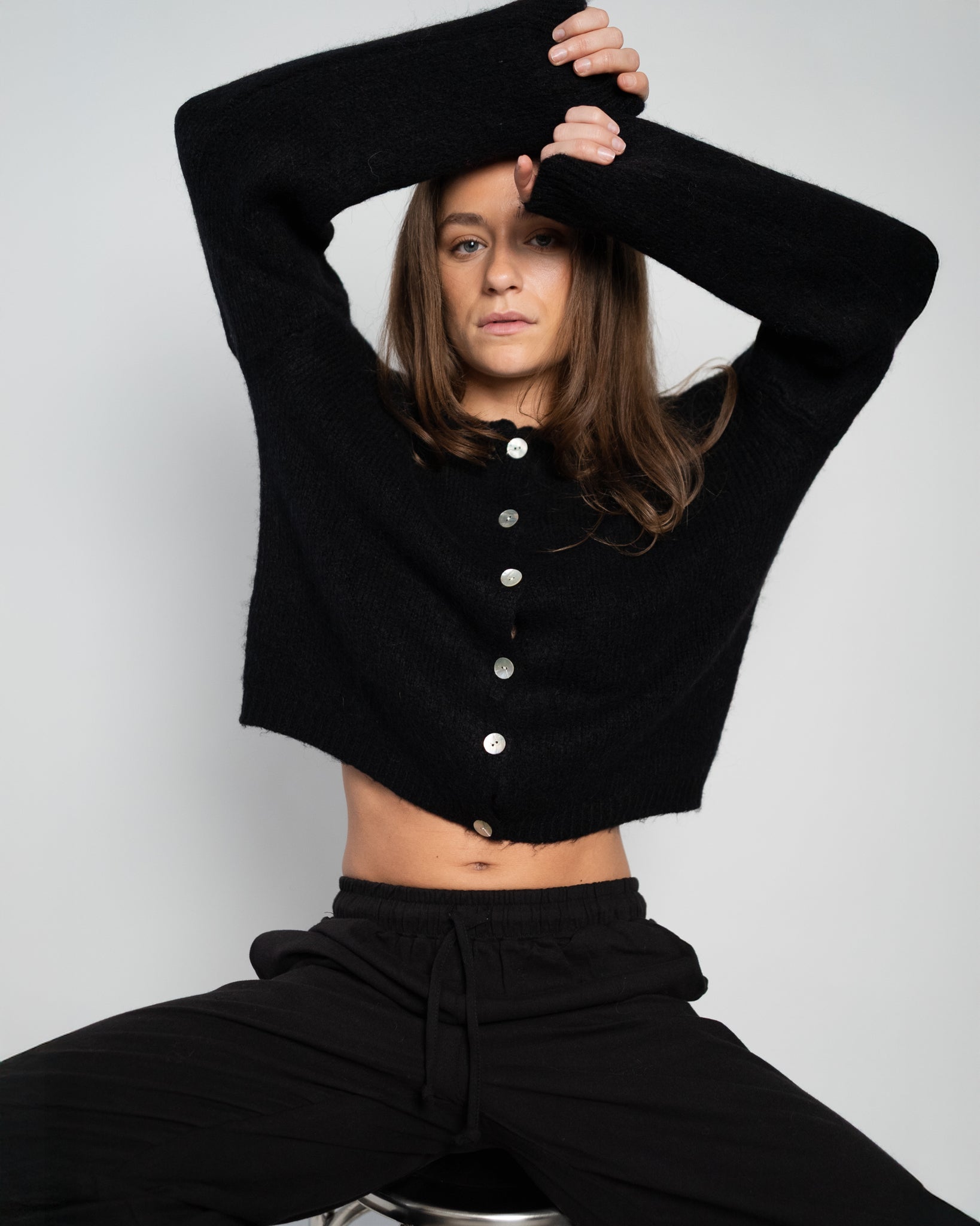 Nathalie Cardigan Buttons Black-4