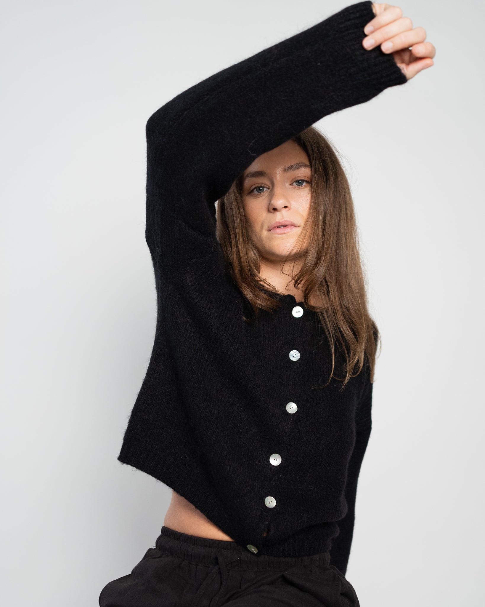 Nathalie Cardigan Buttons Black