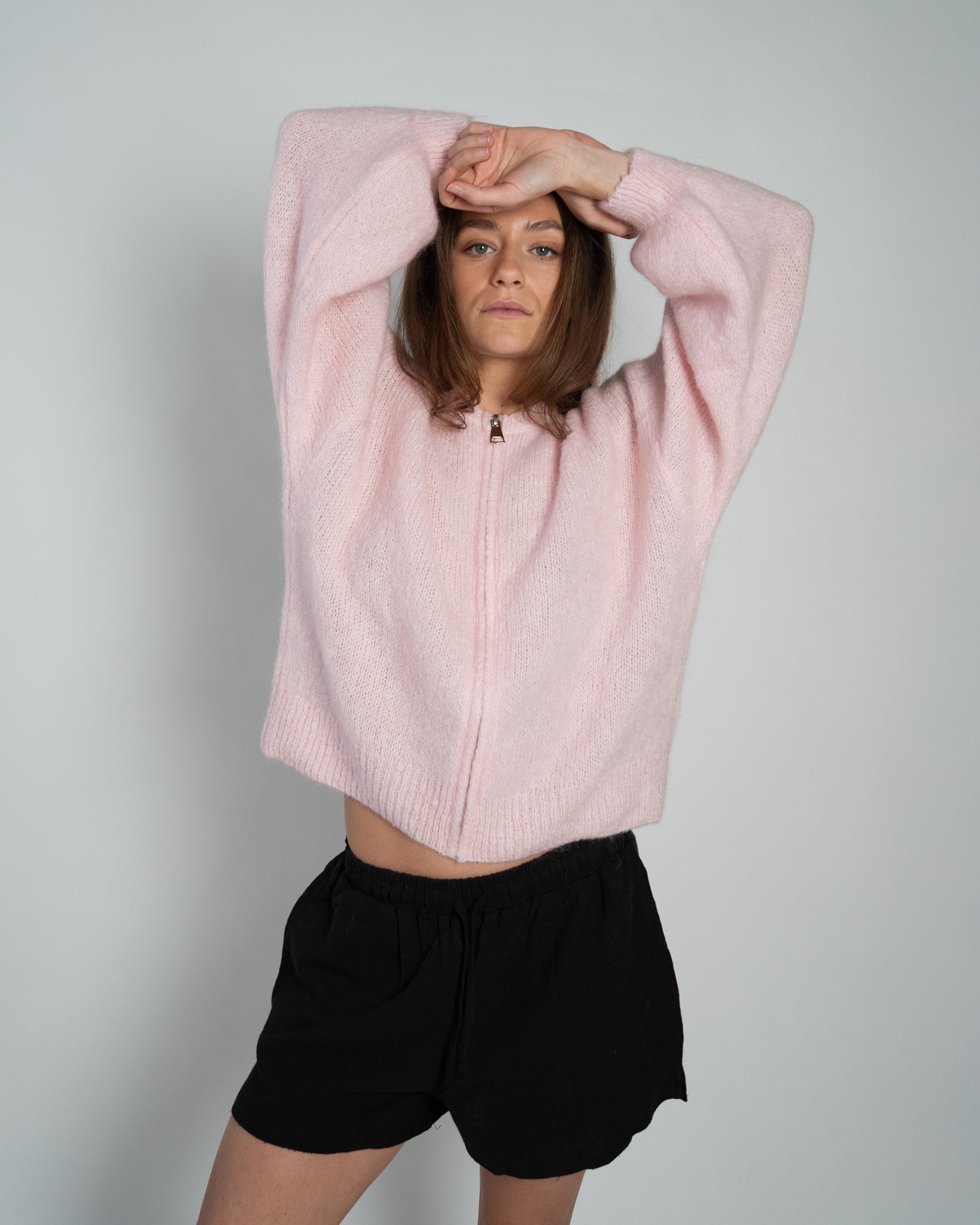 Odette Bomber With Zip Pastel Pink