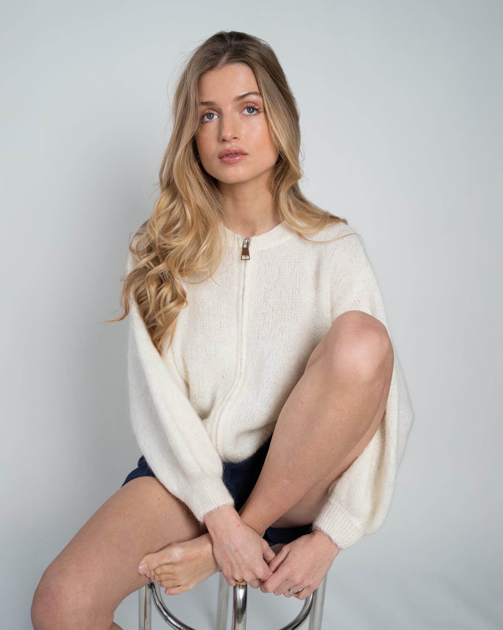 Odette Bomber With Zip Off White-3