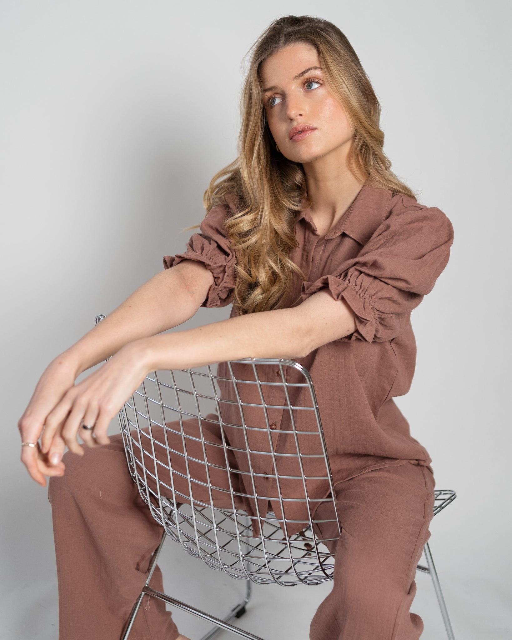 Sophie Blouse Puff Sleeve Tetra Terracotta-zoom-4
