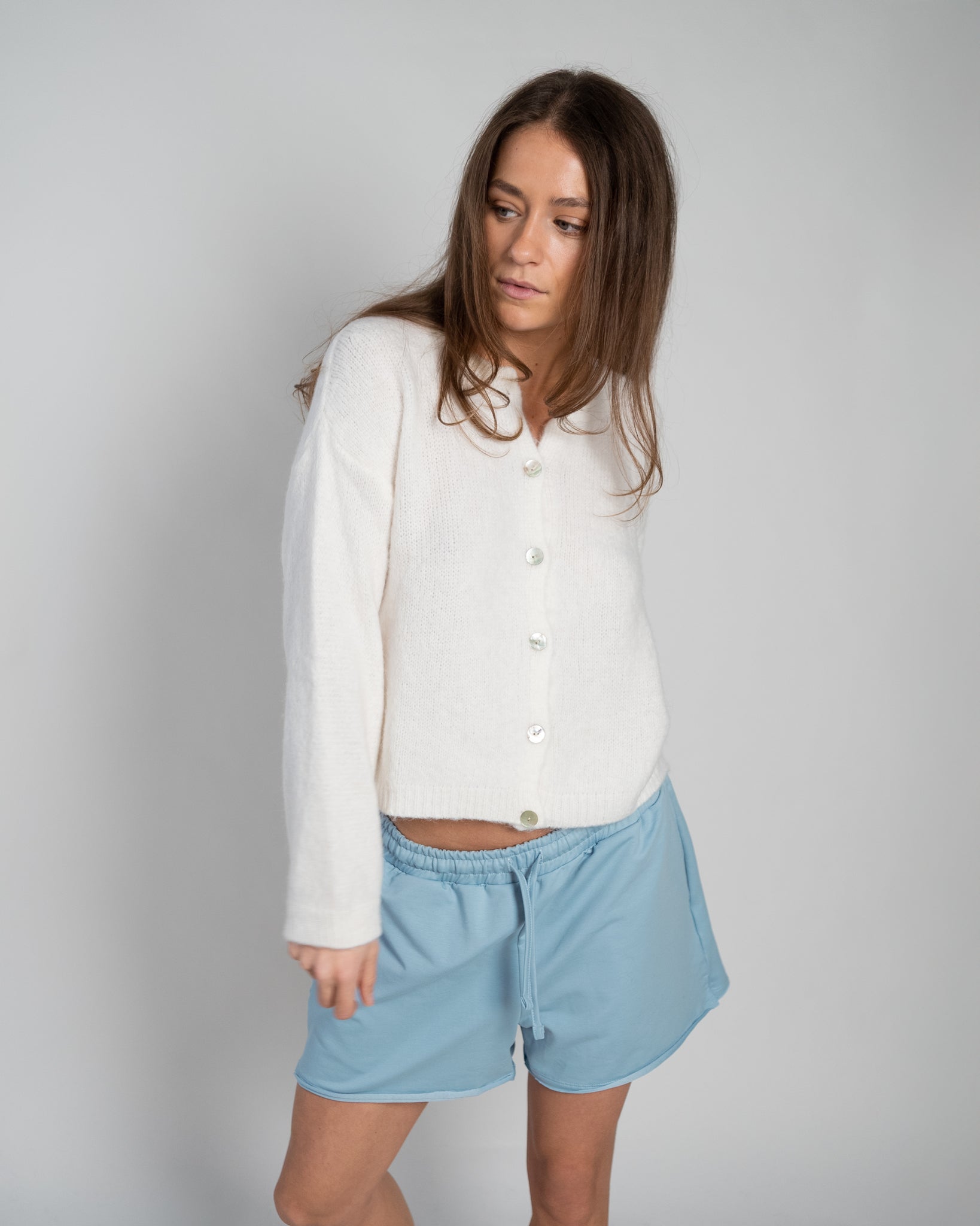 Nathalie Cardigan Buttons Off White-3