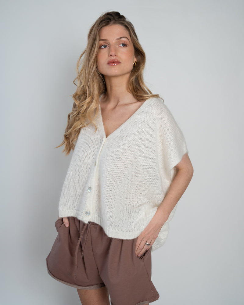 Elli Sleeveless V-Neck Off White-zoom-