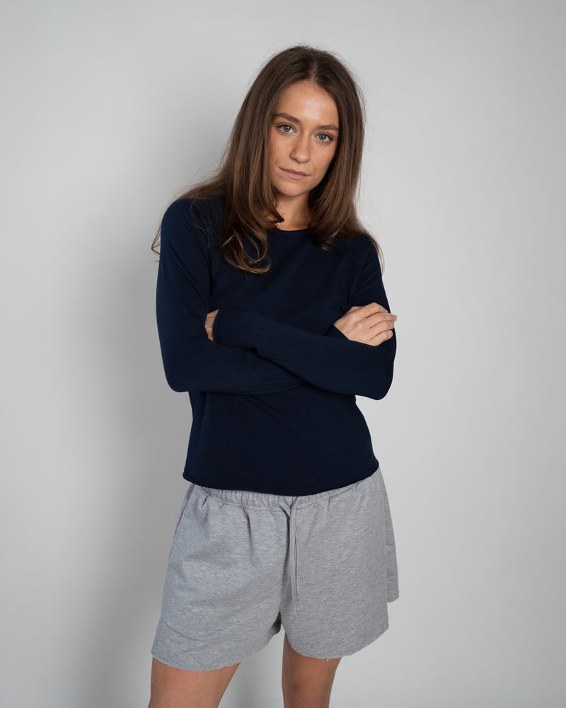 Lara T-Shirt Long Sleeves Navy-zoom-
