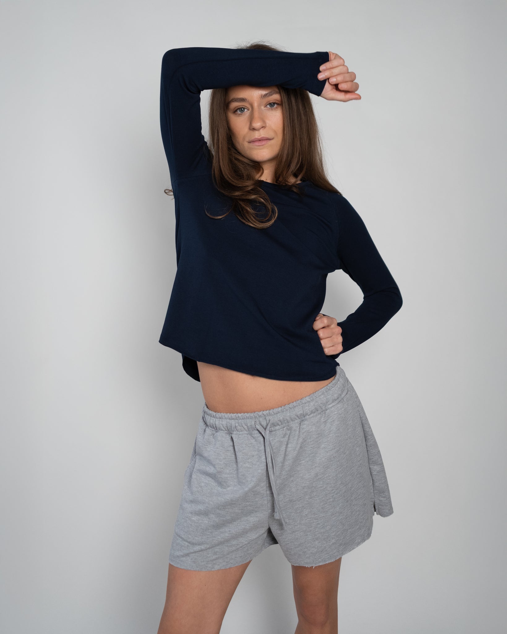 Lara T-Shirt Long Sleeves Navy-zoom-1