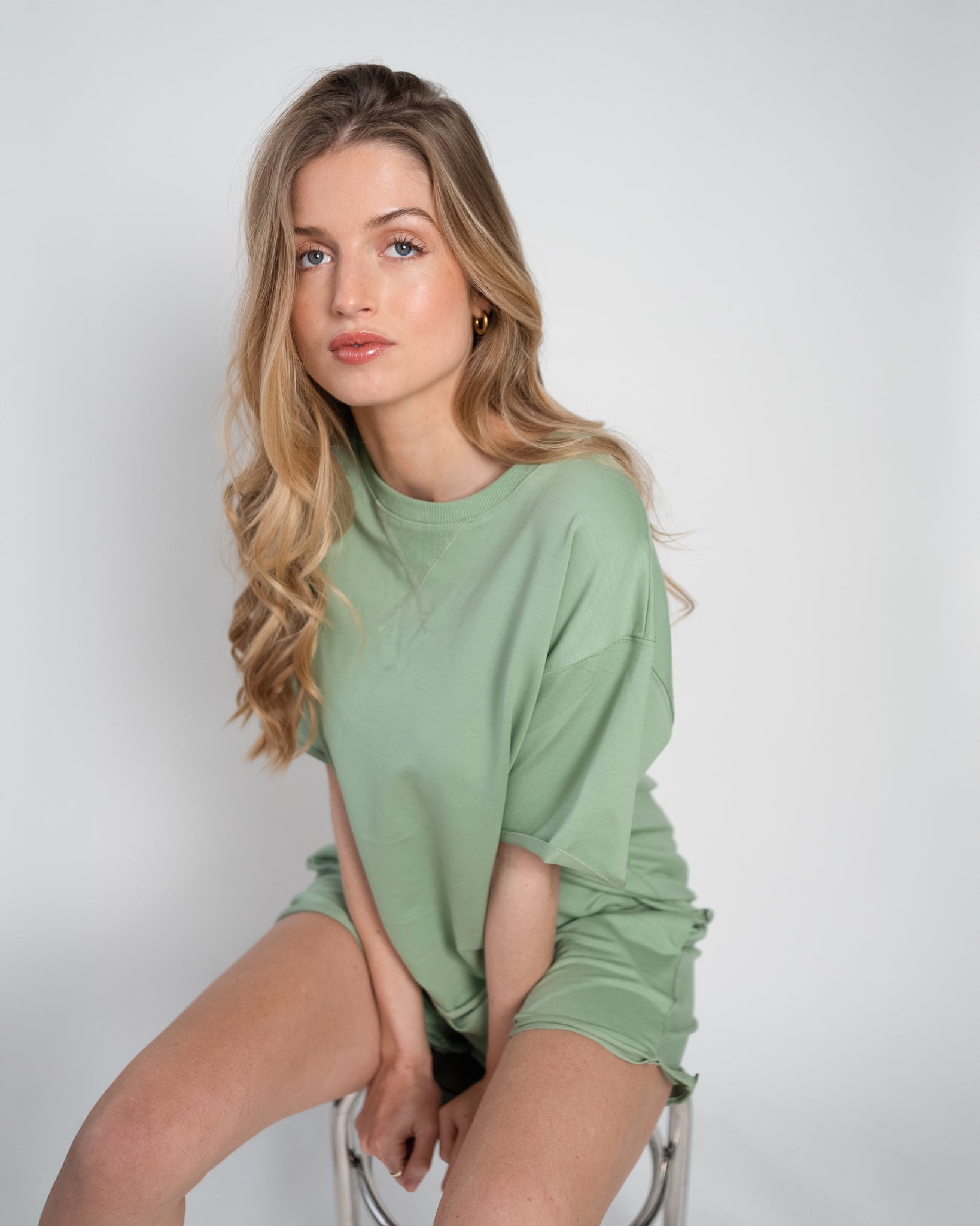 Lou Sweatshirt Short Sleeve Sage-1