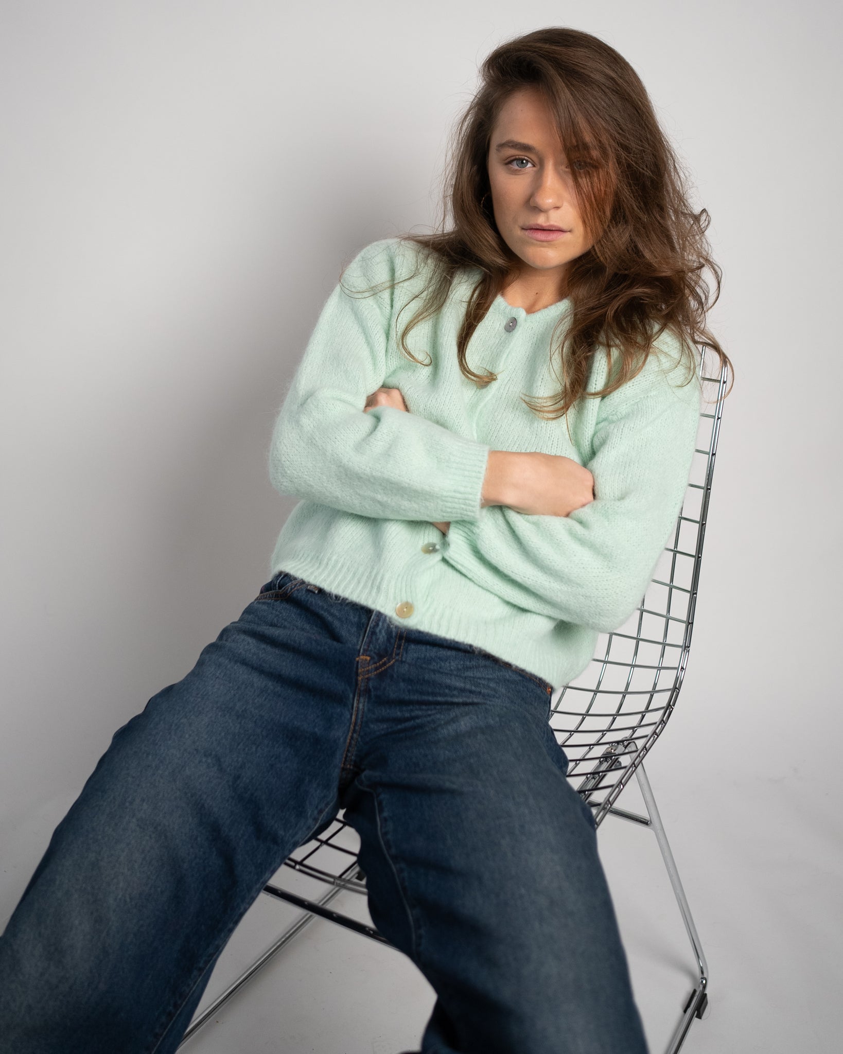 Nathalie Cardigan Buttons Mint