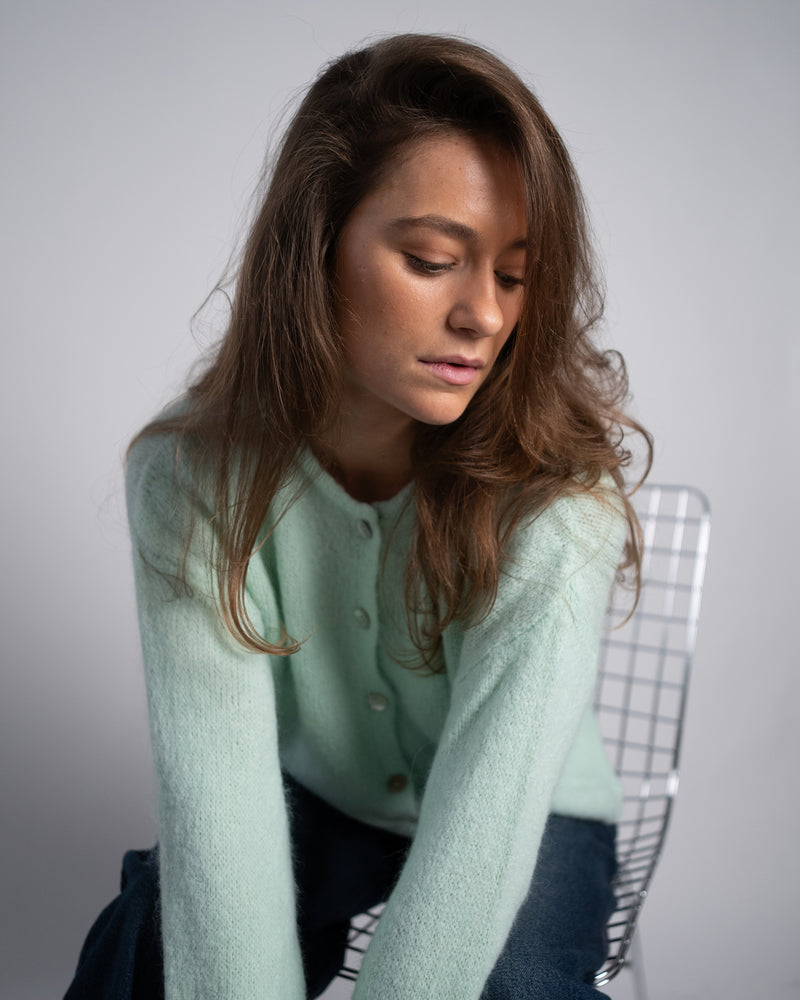 Nathalie Cardigan Buttons Mint-zoom-