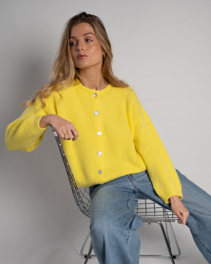 Nathalie Cardigan Buttons Yellow-zoom-