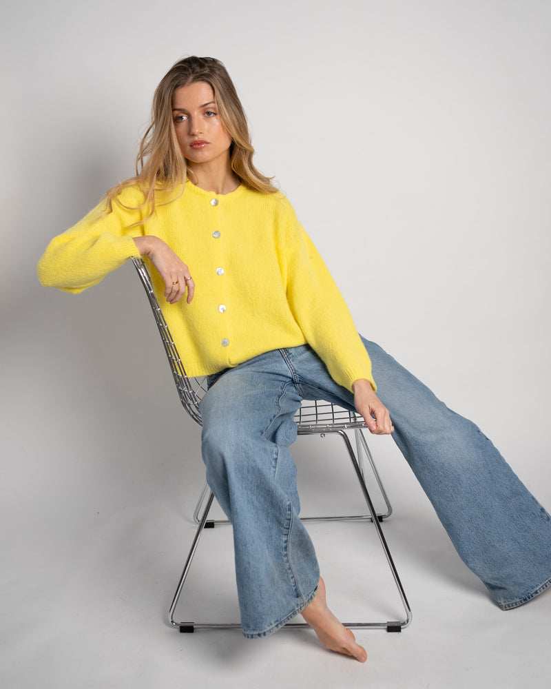Nathalie Cardigan Buttons Yellow-zoom-