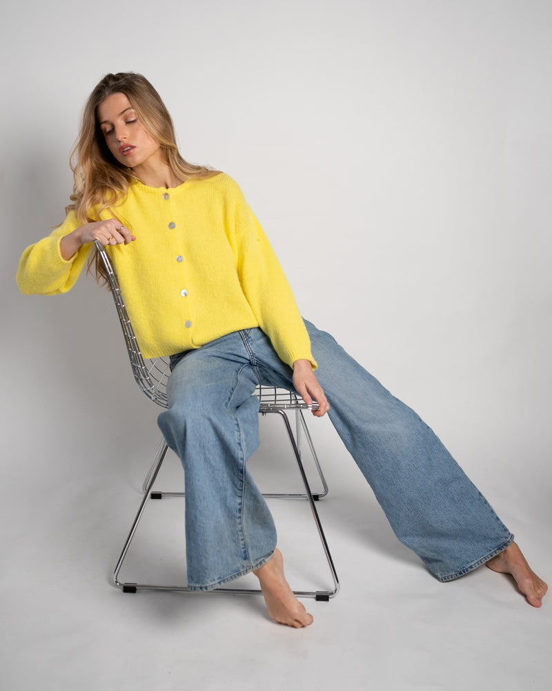 Nathalie Cardigan Buttons Yellow-zoom-