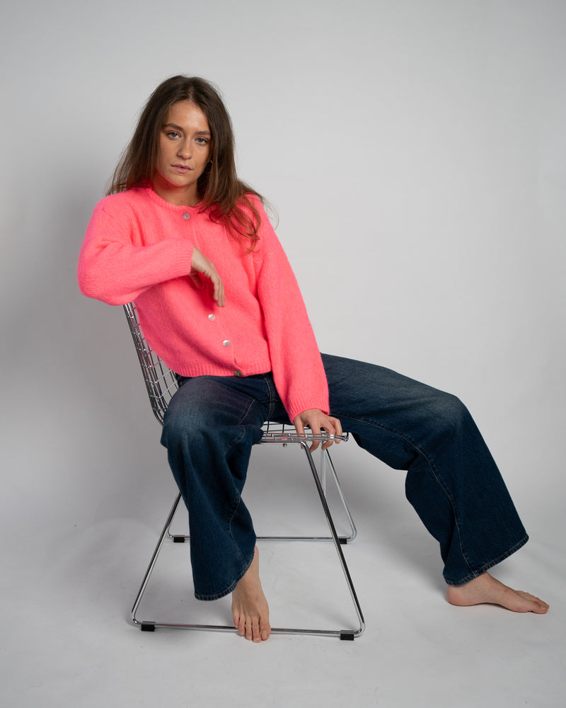 Nathalie Cardigan Buttons Coral-zoom-