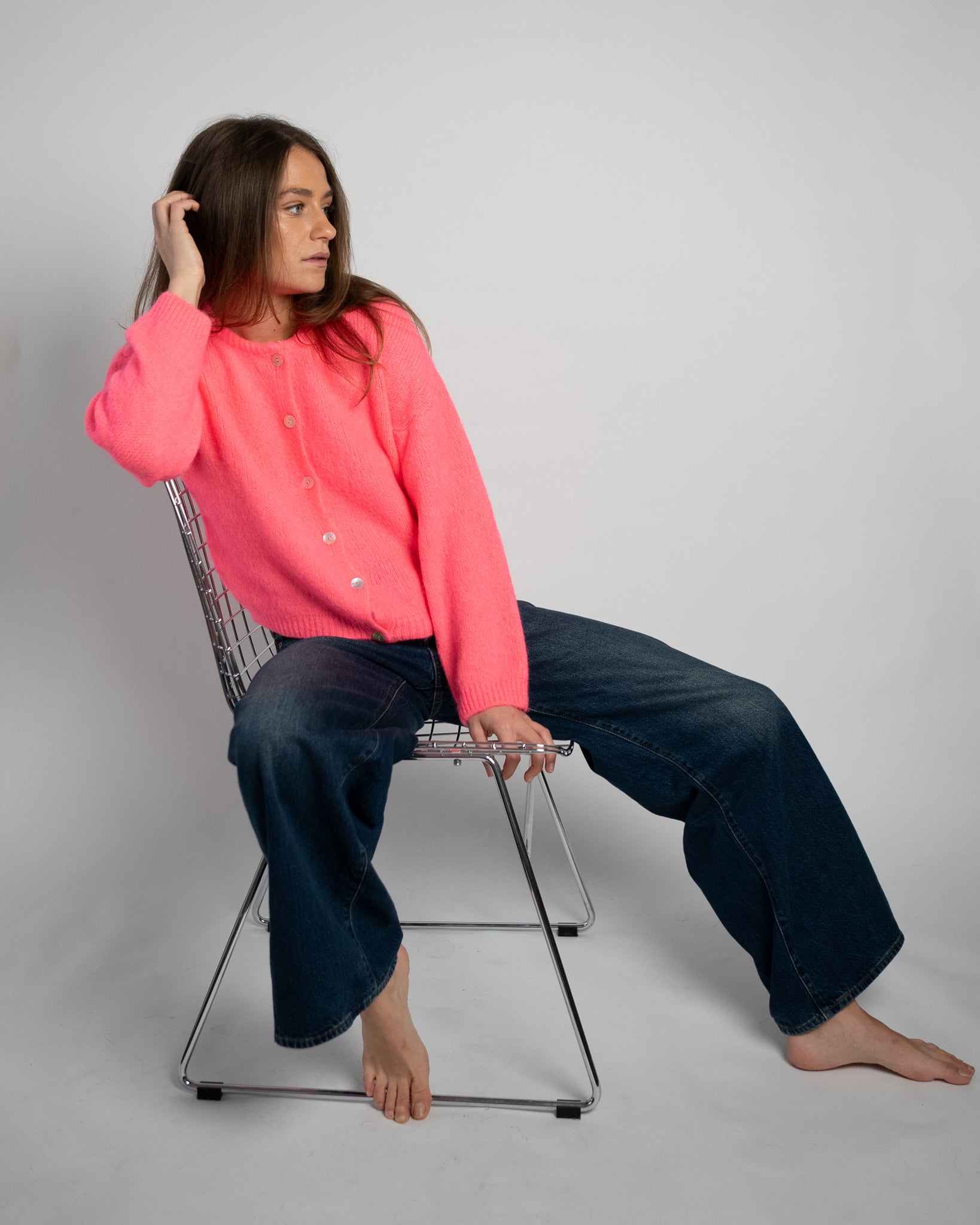 Nathalie Cardigan Buttons Coral