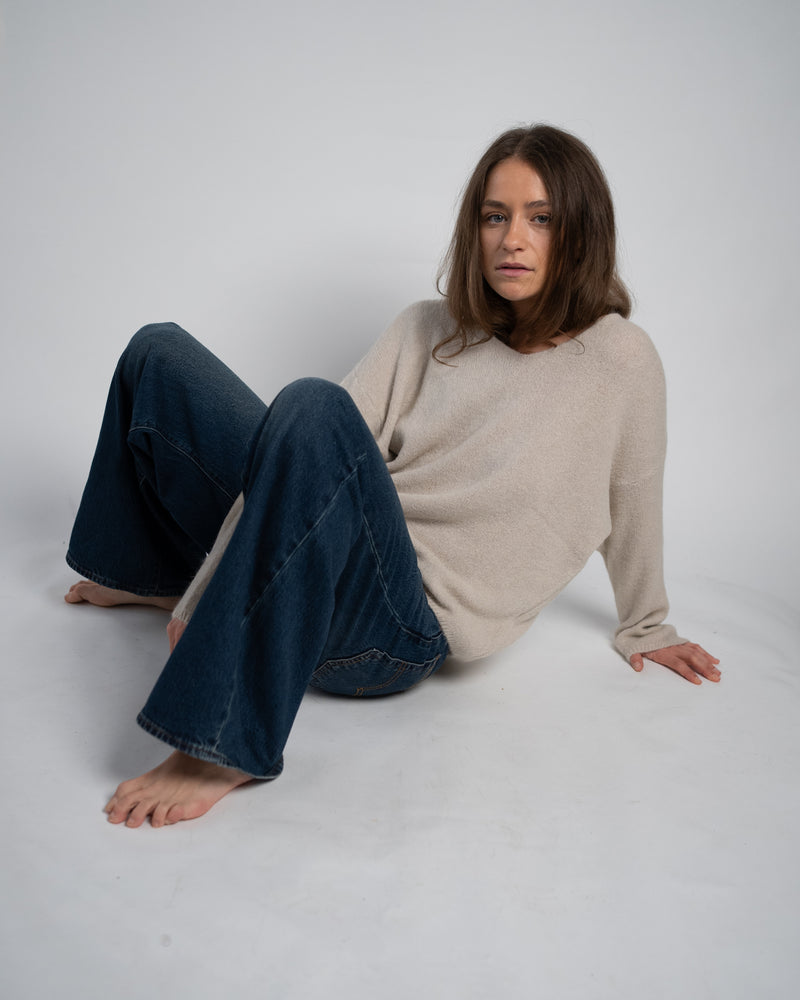 Bibi Pullover V-Neck Sand-zoom-