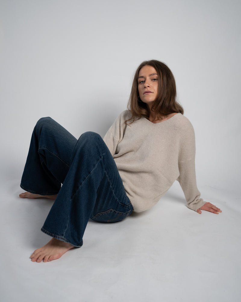 Bibi Pullover V-Neck Sand-zoom-