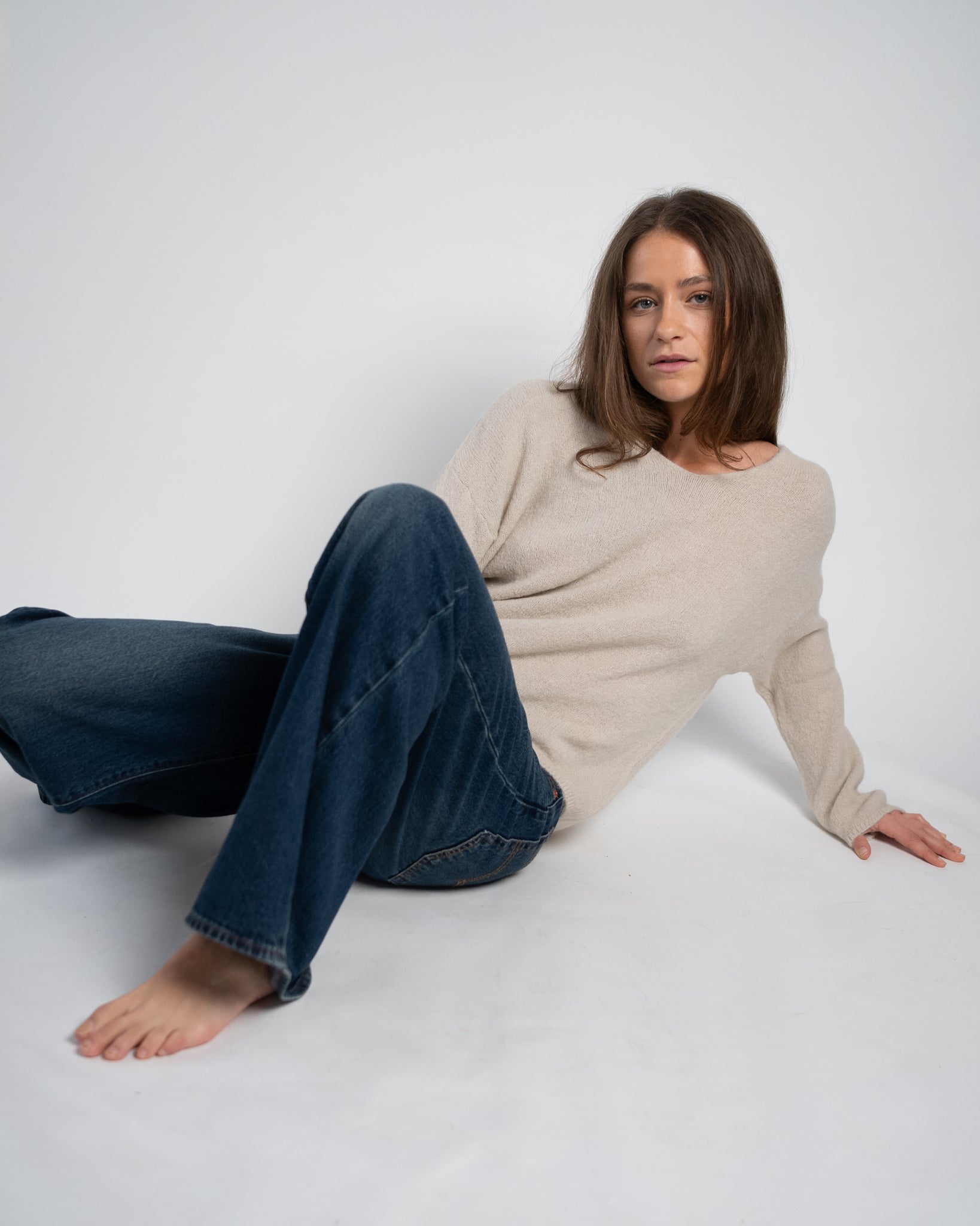 Bibi Pullover V-Neck Sand-3