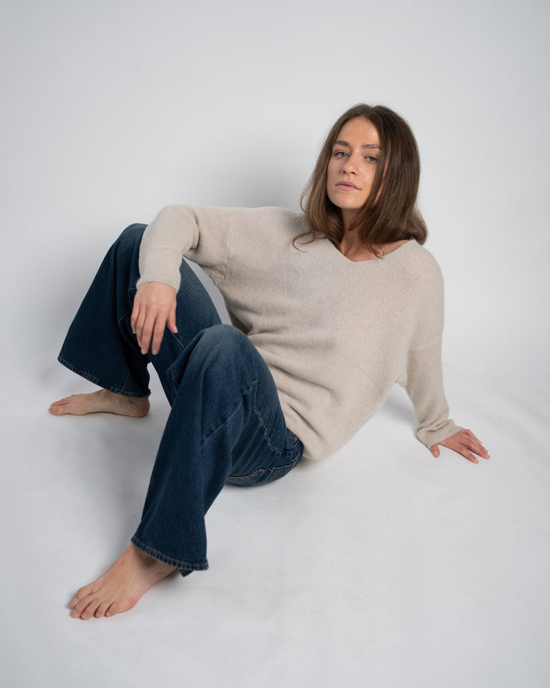 Bibi Pullover V-Neck Sand-zoom-