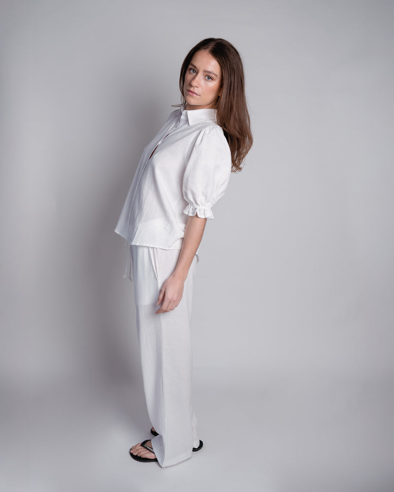 Veronique Blouse Puff Sleeve Linen White-zoom-