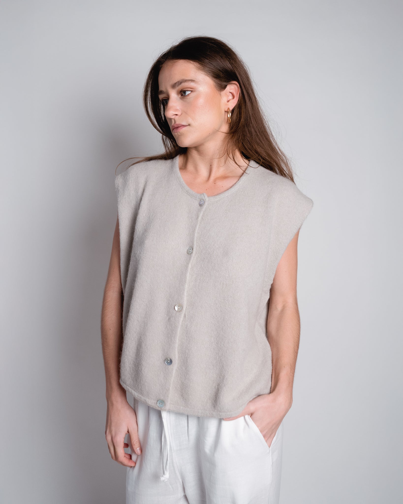 Demi Sleeveless Round Neck Sand