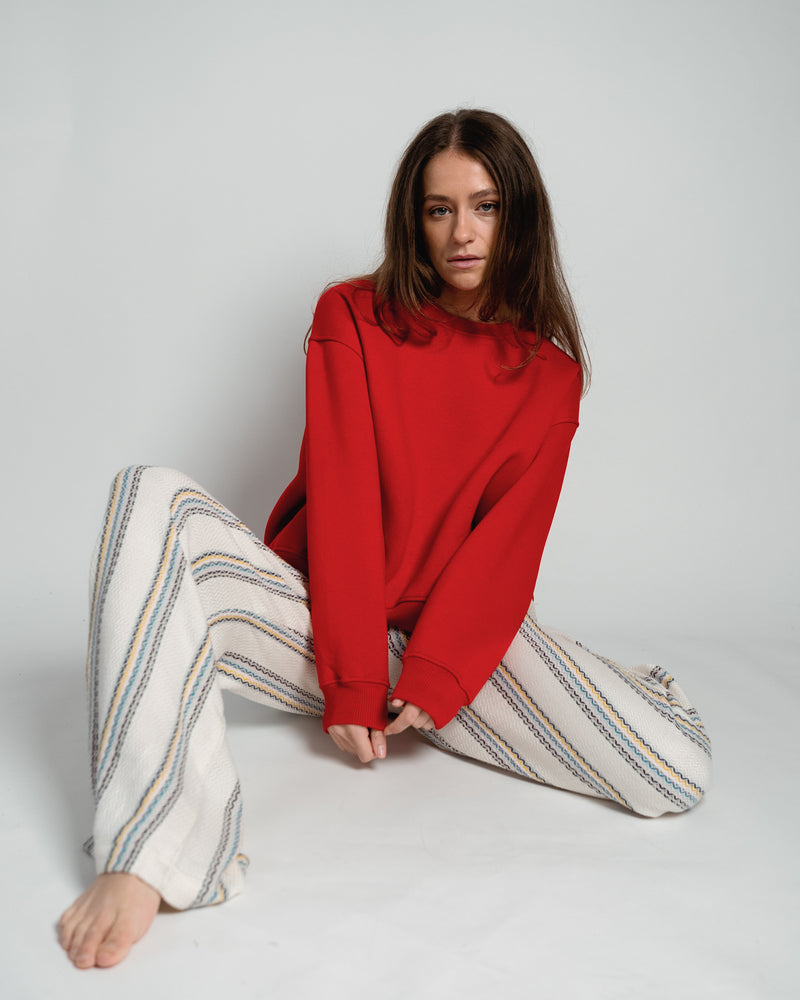 Paulina Easy Sweatshirt Red-zoom-