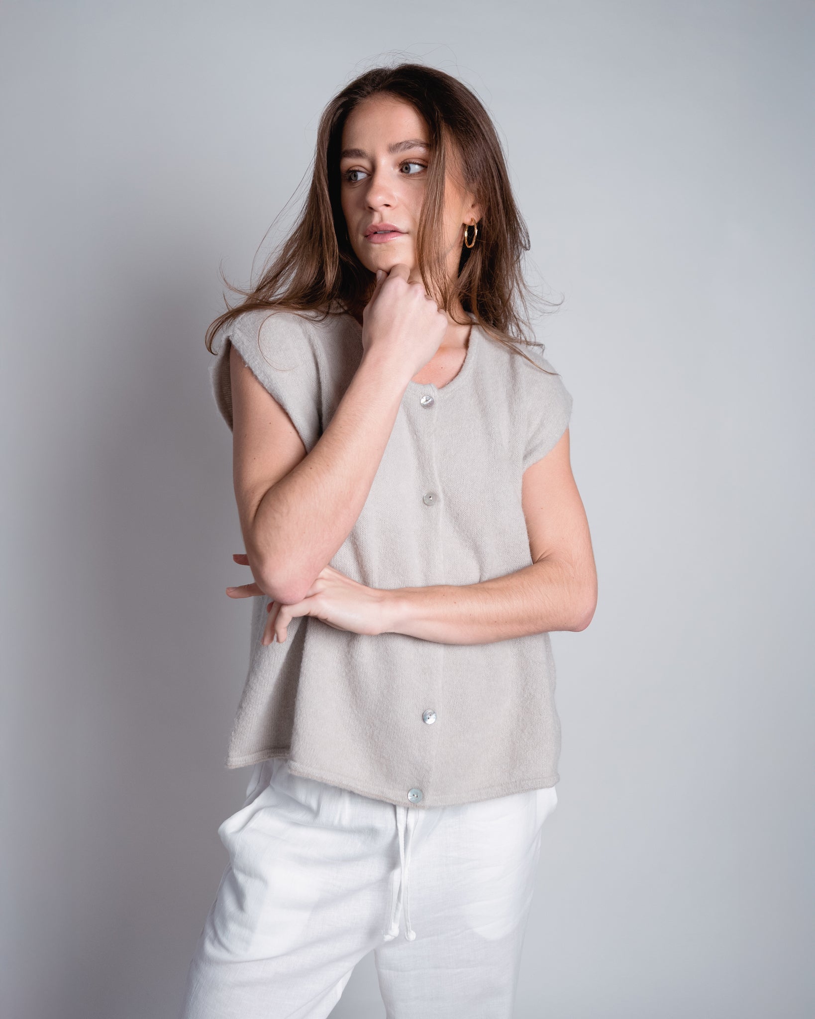 Demi Sleeveless Round Neck Sand-zoom-5