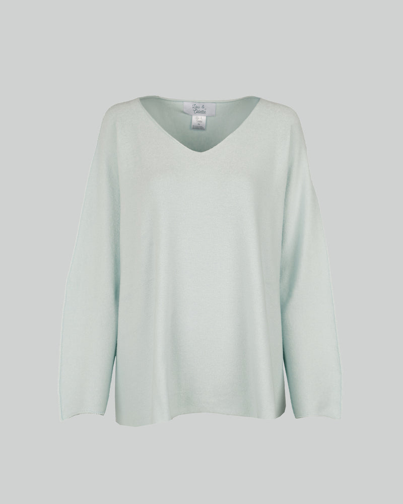 Laura V-Neck Pull Soft Mint-zoom-