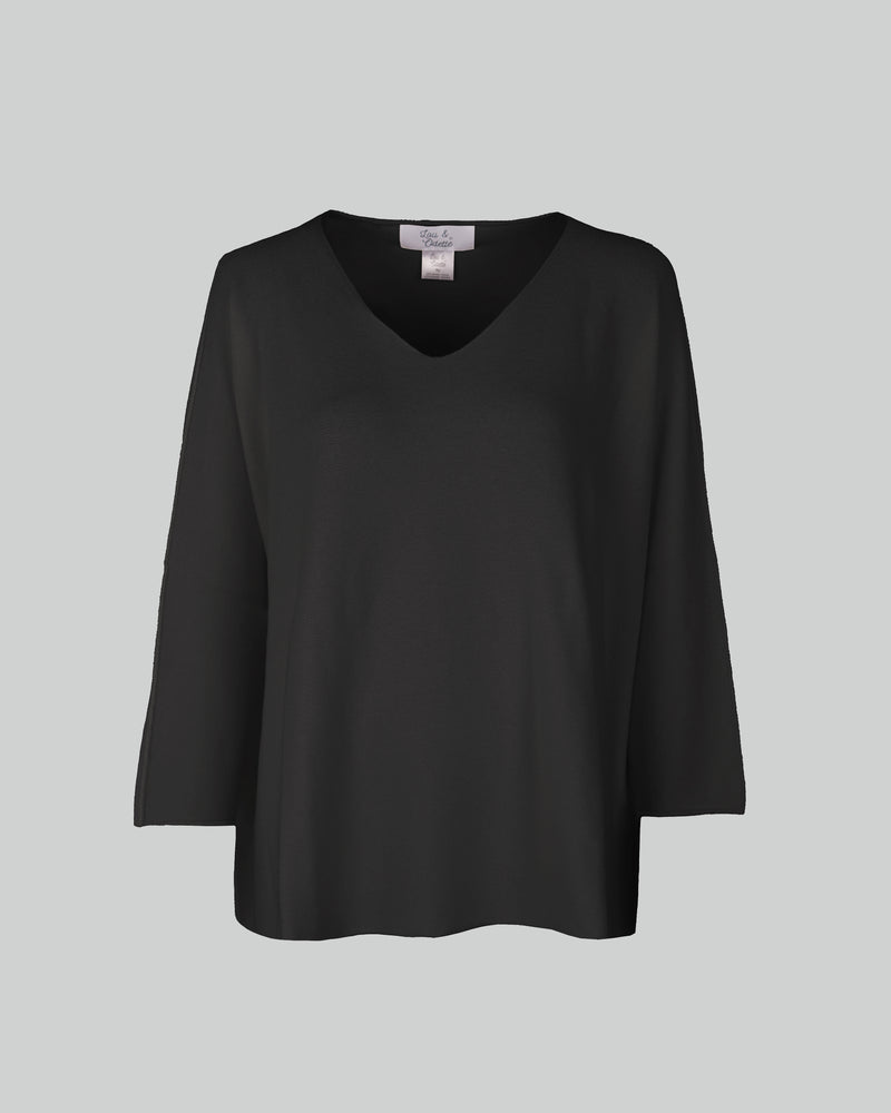 Laura V-Neck Pull Black-zoom-